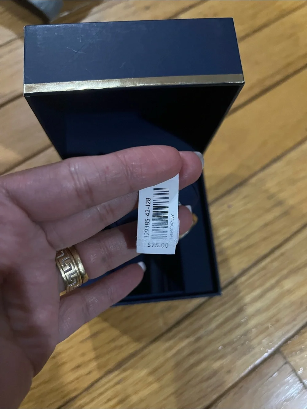 Adrienne Vittadini Navy Gift Box with Gold Trim